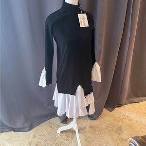 Avantlook Black and White Layered Dress